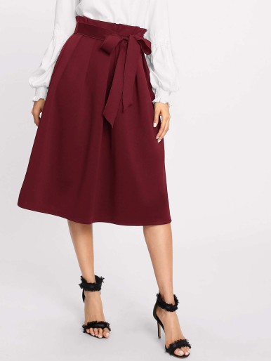 SHEIN Paperbag Waist Self Belted Skirt