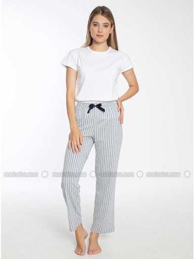 Striped Single Bottom Pyjama Grey(pants only)