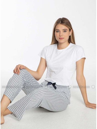 Striped Single Bottom Pyjama Grey(pants only)