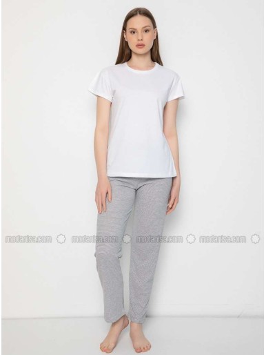 Gray Crew neck Multi Pyjama(pants only)