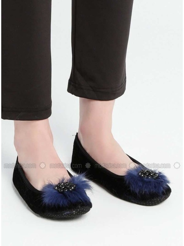 Navy Blue Flat Flat Shoes