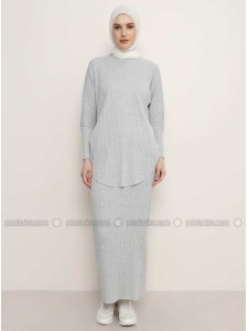 Gray Crew neck Cotton Tunic