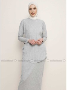 Gray Crew neck Cotton Tunic