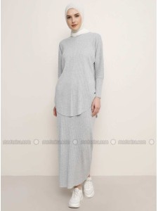 Gray Crew neck Cotton Tunic