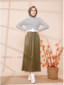 Khaki Unlined Skirt