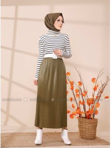 Khaki Unlined Skirt