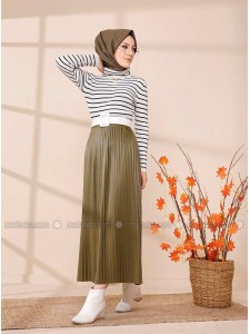 Khaki Unlined Skirt