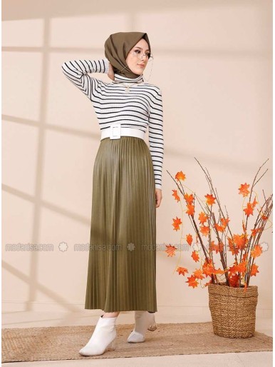 Khaki Unlined Skirt