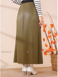 Khaki Unlined Skirt