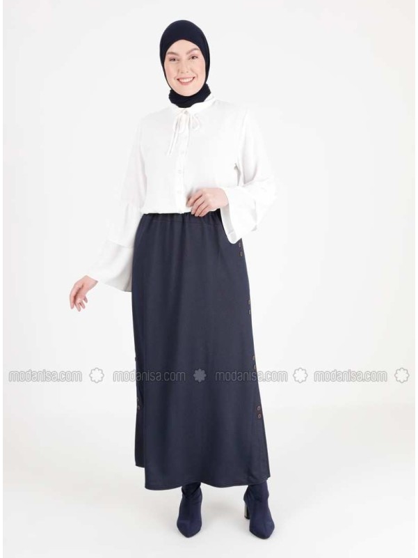 Navy Blue Plus Size Skirt