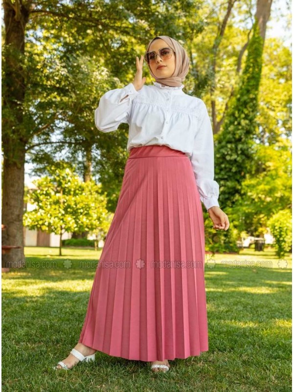 Dusty Rose Unlined Cotton Skirt