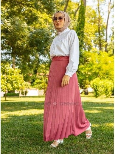 Dusty Rose Unlined Cotton Skirt