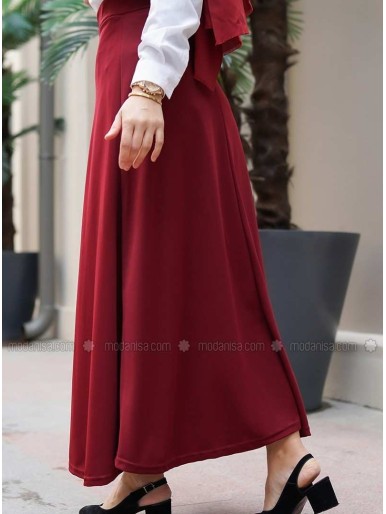 Maroon Unlined Skirt