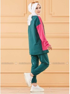 Emerald Leopard Crew neck Tracksuit Set