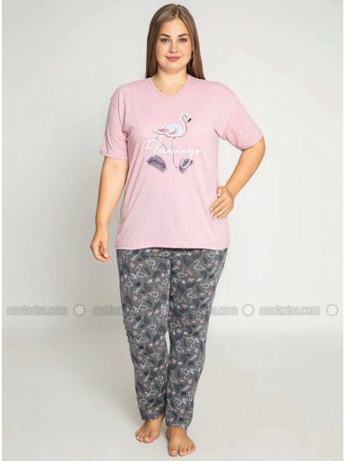 Lilac Multi Plus Size Pyjamas