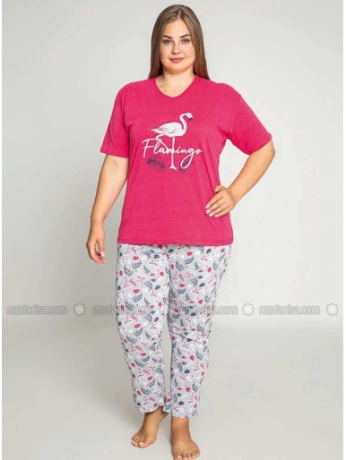 Fuchsia Multi Plus Size Pyjamas