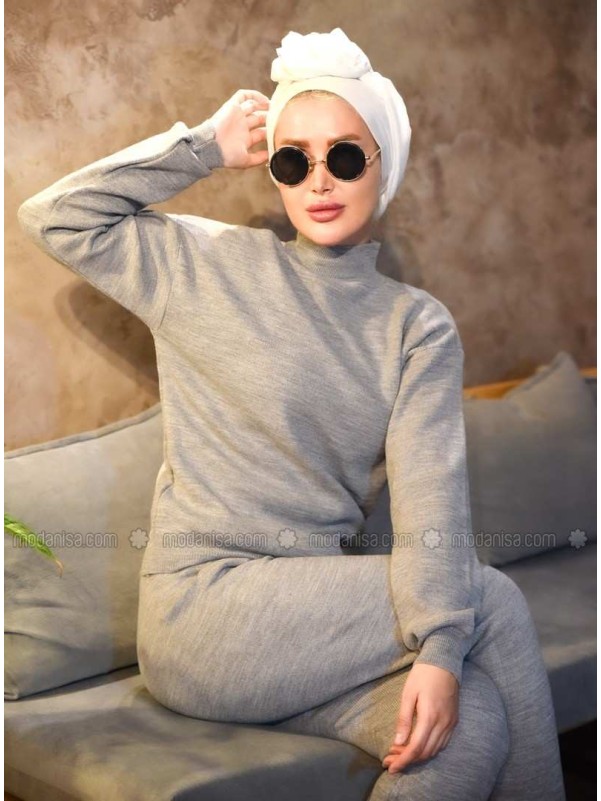 Gray Unlined Knit Suits