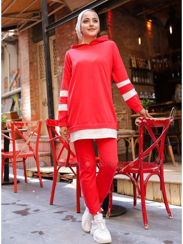 Red Tracksuit Set Sports