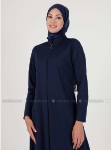 Navy Blue Unlined Crew neck Abaya