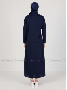 Navy Blue Unlined Crew neck Abaya