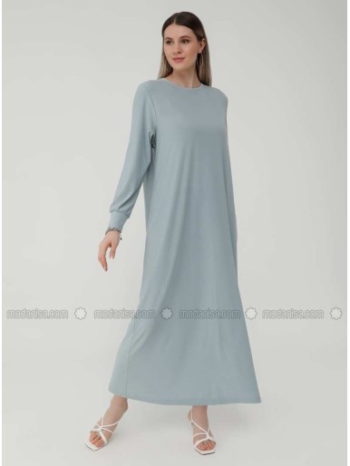 Oversize Basic Casual Dress Sea Green