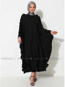 Black Unlined Crew neck Abaya