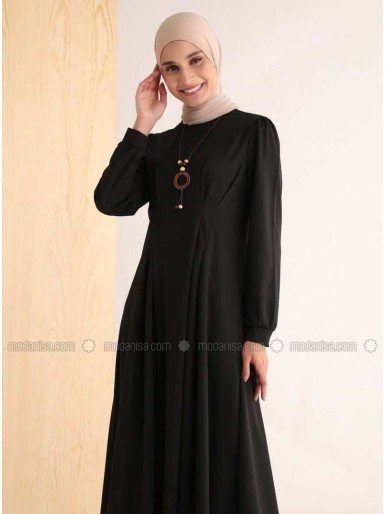 أسود قبة دائرية غير مُبطن فستان متوسط ​​الطول تافين