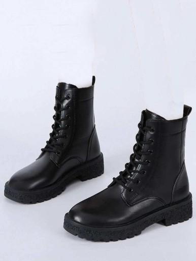 High black leather boots with laces