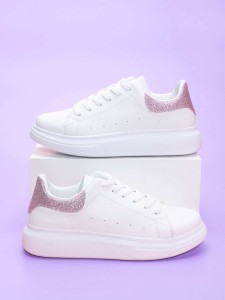 Glitter Decor Lace-up Front Skate Shoes