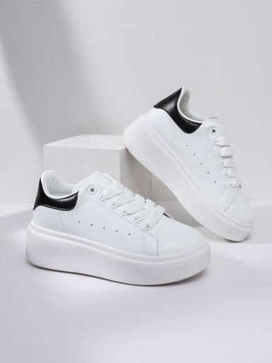 Lace-up white leather Panel Trainers