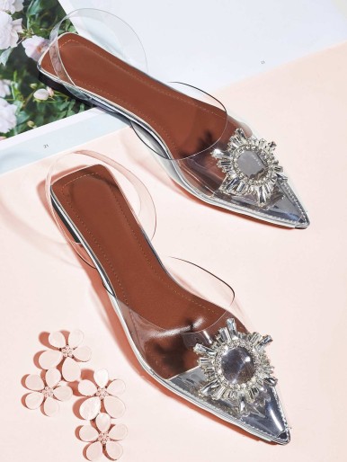 واضح حجر الراين ديكور slingback الشقق