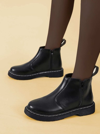 Minimalist Side Zipper Ankle Boots