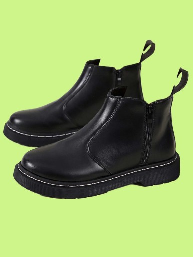 Minimalist Side Zipper Ankle Boots