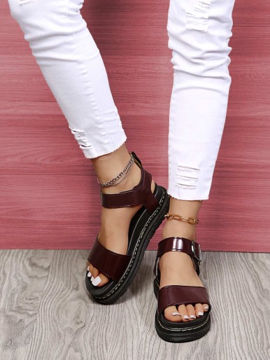 Wedges & Flat Smooth Ankle Strap Cool Sandals
