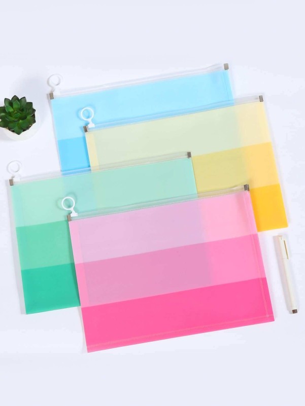 1pack Striped Random Color File Bag