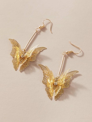 1pair Hollow Out Butterfly Drop Earrings