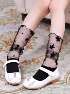 1pair Toddler Girls Star Pattern Stitching Socks