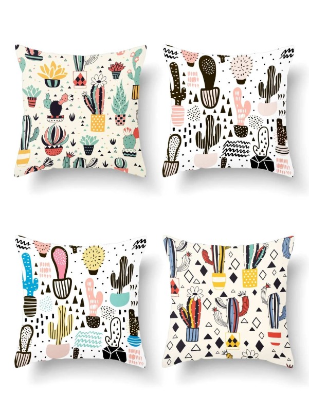 1pc Cactus Print Cushion Cover Without Filler