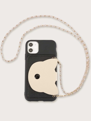 1pc Chain Detail Wallet Case Compatible With iPhone