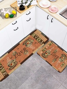 1pc Cup Print Kitchen Carpet