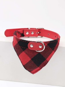 1 قطعة Gingham Dog Triangle Bib