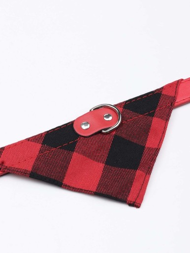 1 قطعة Gingham Dog Triangle Bib