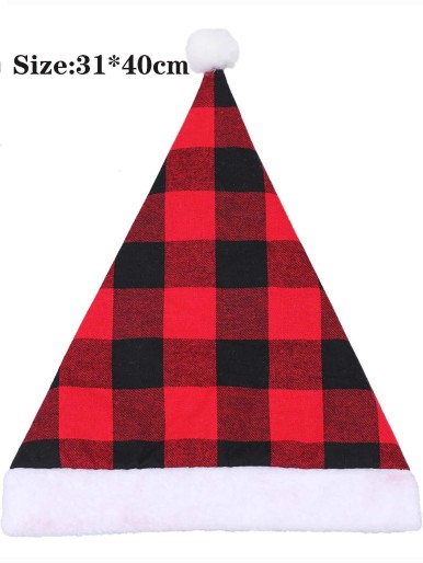 1pc Gingham Pattern Christmas Hat