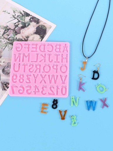 1pc Number & Alphabet Design DIY Epoxy Mold