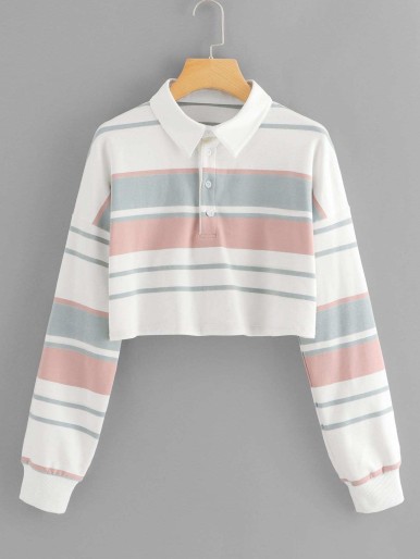 Block Stripe Crop Sweatshirt