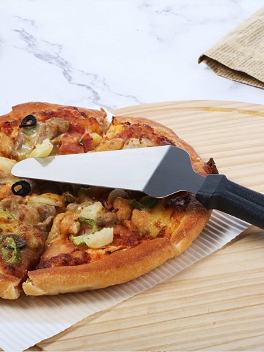 1pc Stainless Steel Pizza Spatula & Wheel Cutter