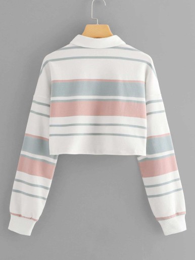 Block Stripe Crop Sweatshirt