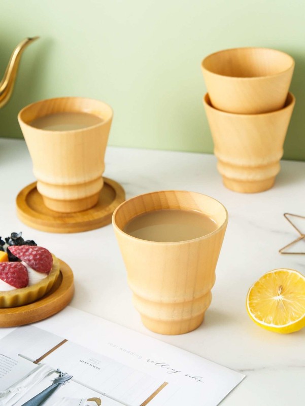 1pc Wooden Tea Cup