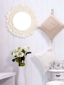 1pc Woven Tassel Rim Wall Hanging Mirror