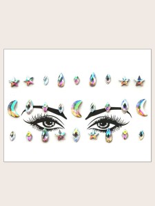 1sheet Star & Moon Shaped Rhinestone Eye Tattoo Sticker